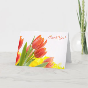 Tulip Flower Petals Orange Nature Thank You Card