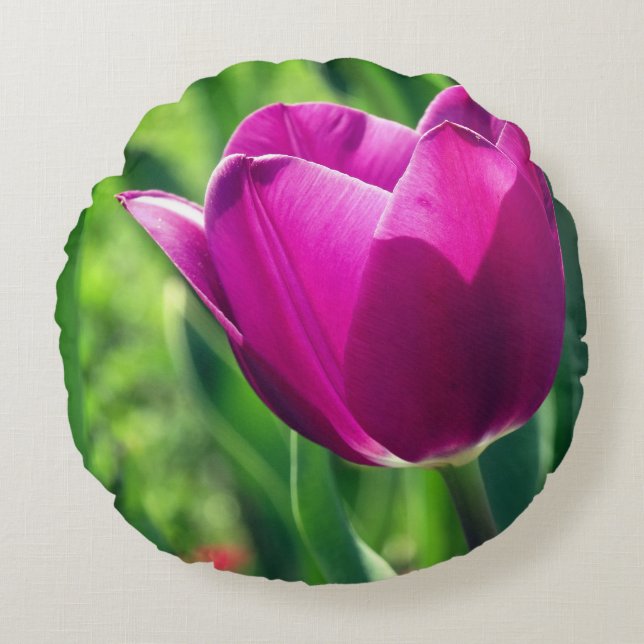 Tulip Flower Photo Round Cushion (Front)