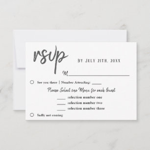 Tulip Flower Wedding Menu Choice RSVP