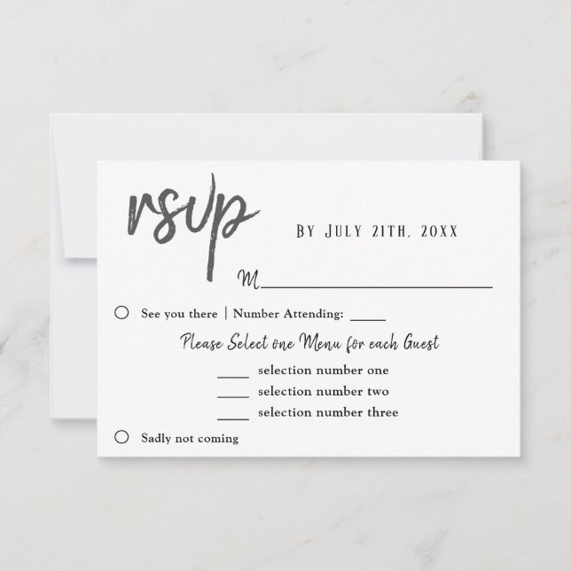 Tulip Flower Wedding Menu Choice RSVP Purple (Front)