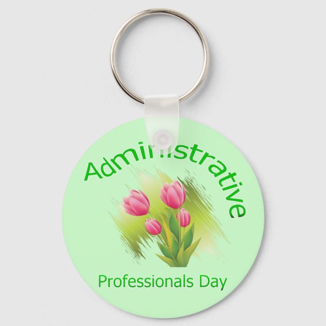 Tulip Flowers Administrative Professionals Day Key Ring (Front)