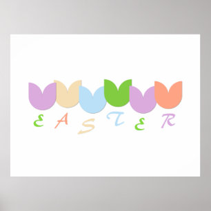 Tulip Flowers and Custom Text Spring Pastel Colour Poster