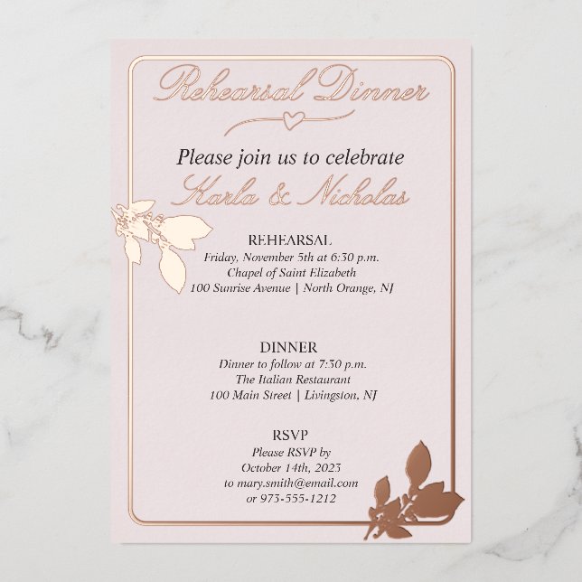 Tulip Flowers Blush Rehearsal Dinner (Front)