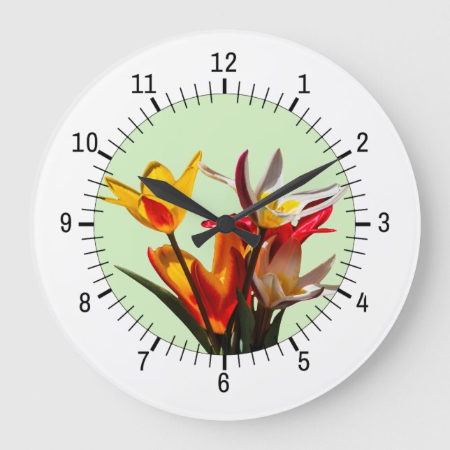 Tulip flowers customisable large clock (Front)