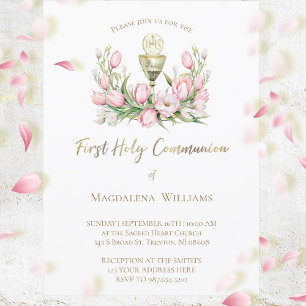 tulip flowers   First Communion Invitation