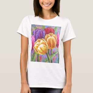 Tulip Flowers Floral Painting Art - Multi T-Shirt