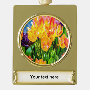 Tulip Flowers - Flourish Gold Plated Banner Ornament