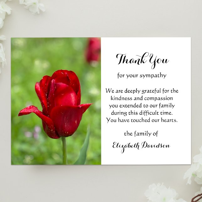 Tulip Funeral Flat Thank You Card (Creator Uploaded)