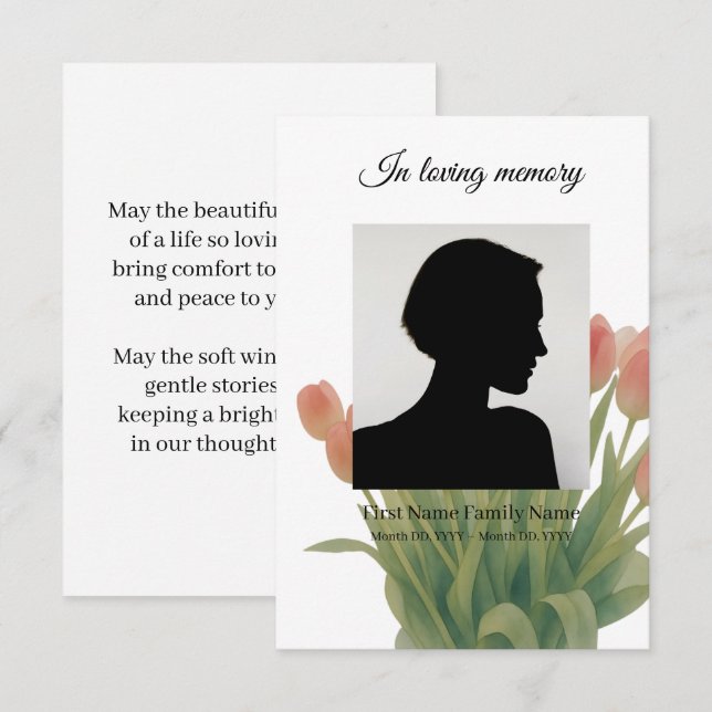 tulip funeral prayer card (Front/Back)