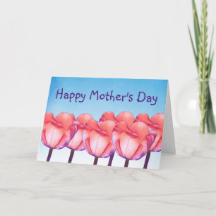 Tulip Garden Illustration with Text Mother's Day Card