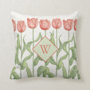Tulip Garden Monogram Cushion