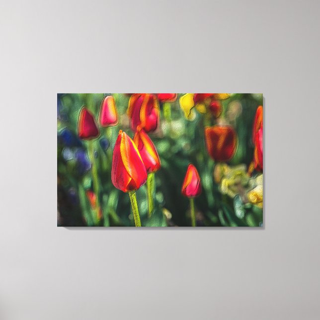 Tulip Garden Textured Canvas Print (Front)