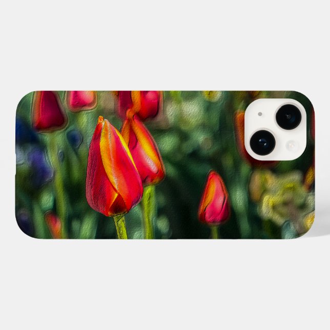 Tulip Garden Textured iPhone Case (Back (Horizontal))