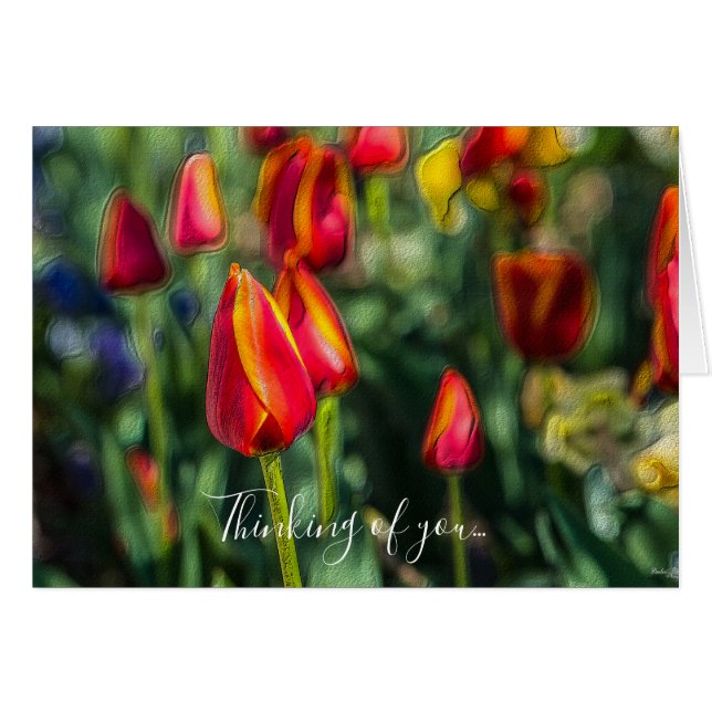 Tulip Garden Textured Thinking Of You Card (Front Horizontal)