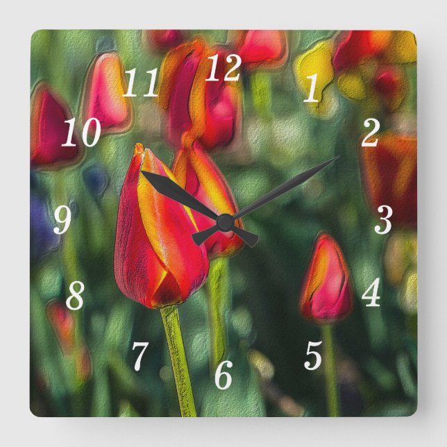 Tulip Garden Textured Wall Clock (Front)