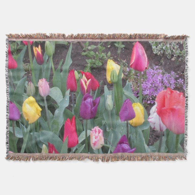 Tulip Garden Throw Blanket (Front)