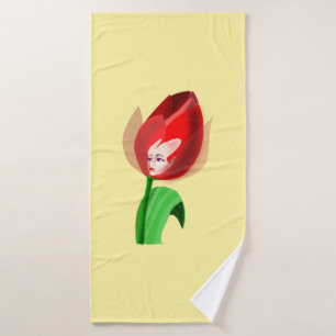 Tulip Girl Bath Towel - Customisable