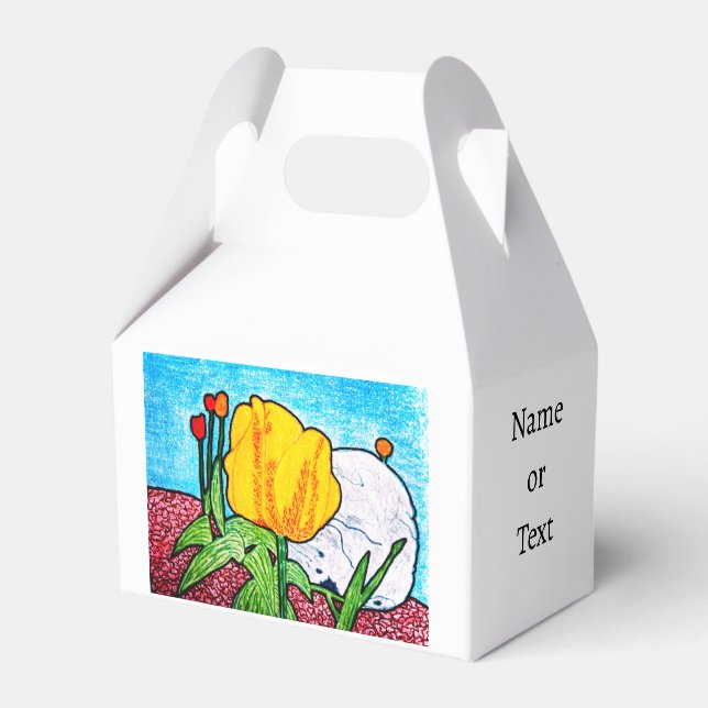 Tulip in Garden  Favour Box (Front Side)