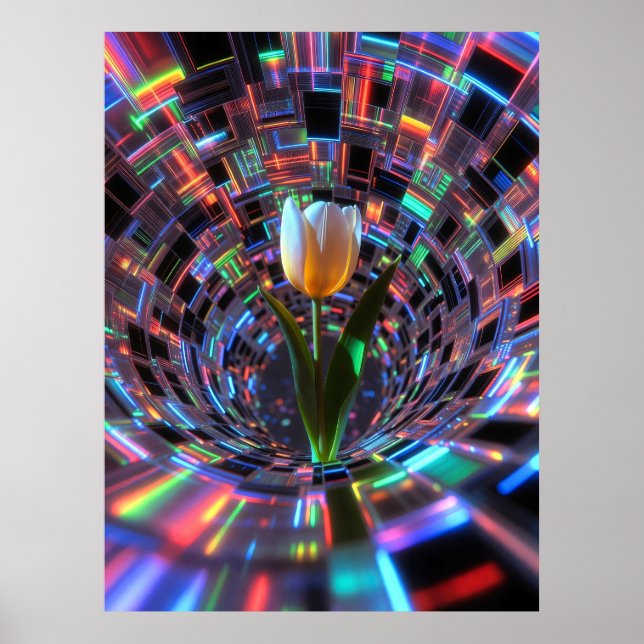 Tulip in Prismatic Vortex Tunnel Poster (Front)