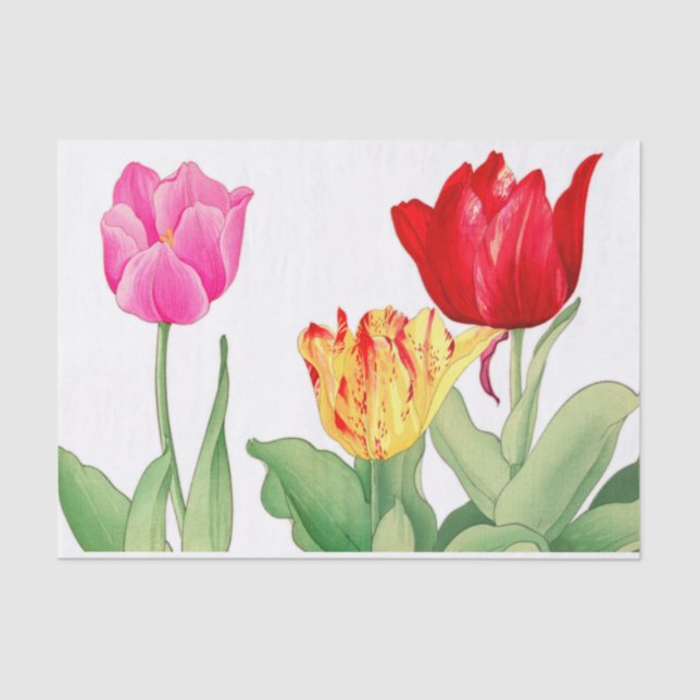 Tulip, Japanese woodblock art, Decoupage Tissue Paper (Front)