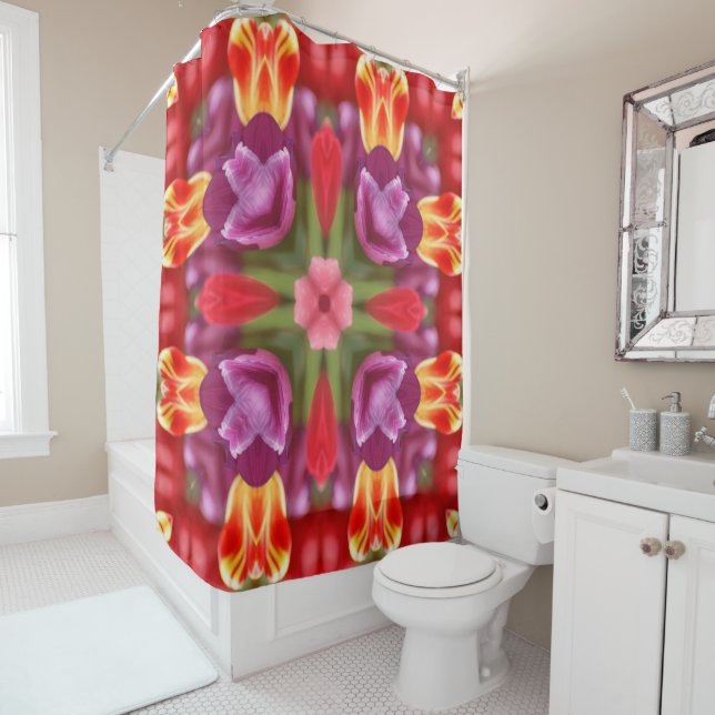 Tulip Kaleidoscope Shower Curtain (In Situ)