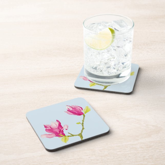 Tulip Magnolias on a Coaster Set (Right Side)