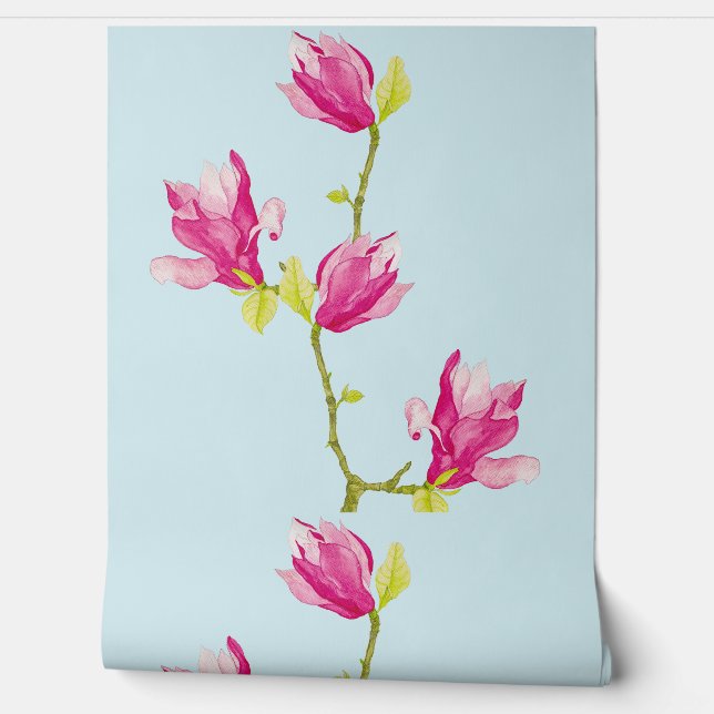 Tulip Magnolias on a  Wallpaper (Unrolling)