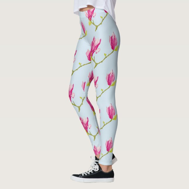 Tulip Magnolias on Leggings (Left)