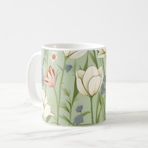 Tulip Meadow in Sage Green Coffee Mug