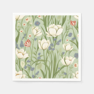 Tulip Meadow in Sage Green Napkin