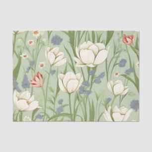 Tulip Meadow in Sage Green Tissue Paper