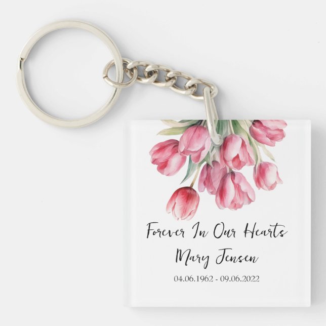 Tulip Memorial Funeral Photo Keychain (Front)