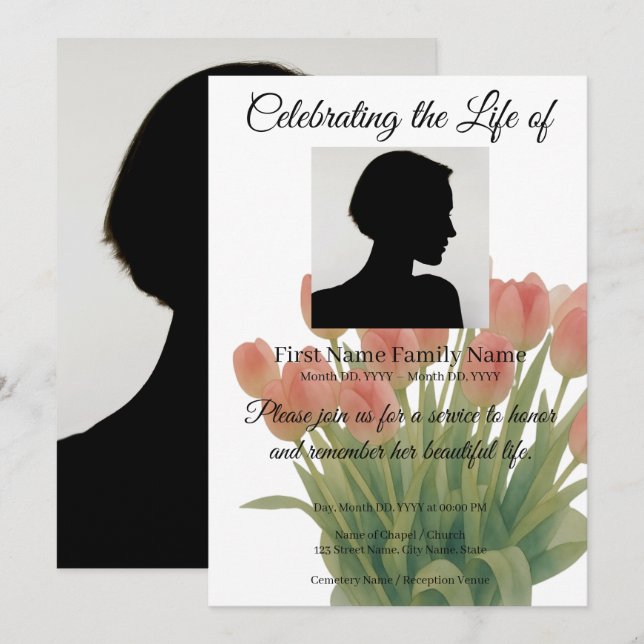 Tulip memorial invitation (Front/Back)