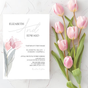 Tulip Modern Minimalist Elegant Typography Wedding Invitation