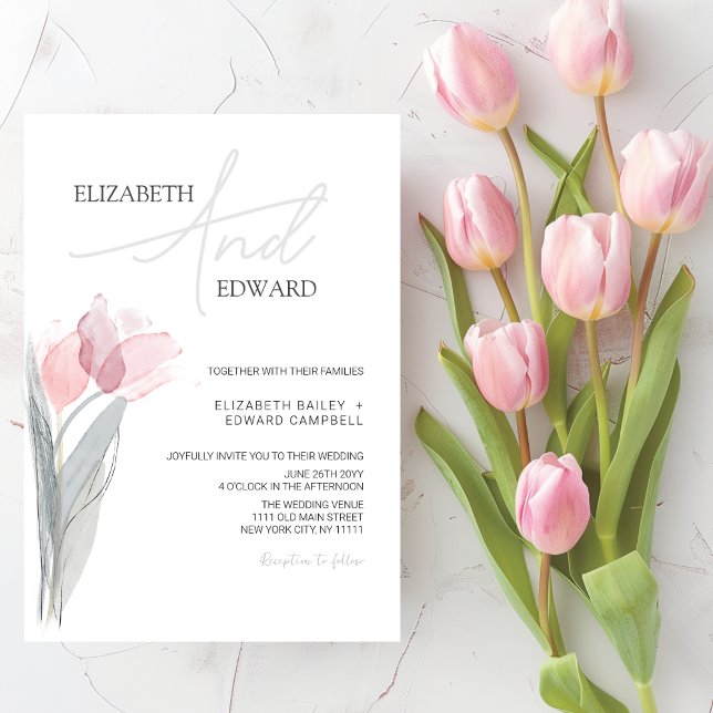 Tulip Modern Minimalist Elegant Typography Wedding Invitation (Tulip Modern Minimalist Elegant Typography Wedding Invitation)