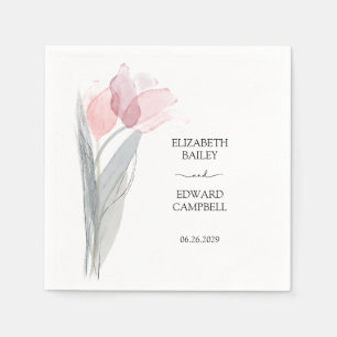 Tulip Modern Minimalist Elegant Typography Wedding Napkin