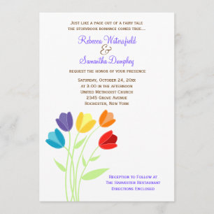 Tulip Multi-colour Rainbow Wedding Invitation