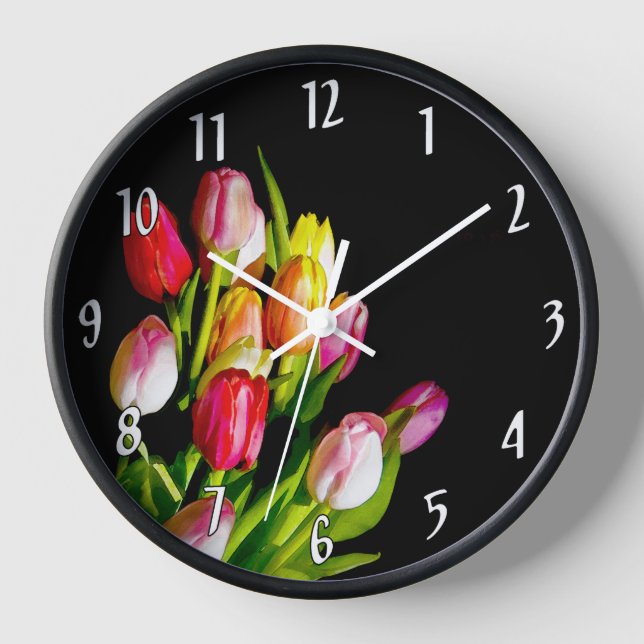 Tulip Painting - Original Flower Art Clock (Front)