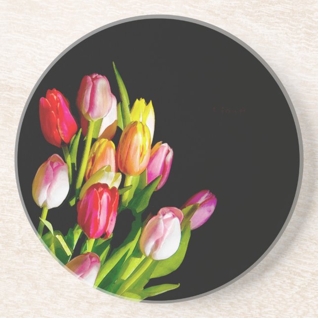 Tulip Painting - Original Flower Art Coaster (Front)