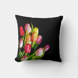 Tulip Painting - Original Flower Art Cushion