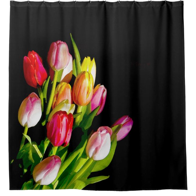 Tulip Painting - Original Flower Art Shower Curtain (Front)