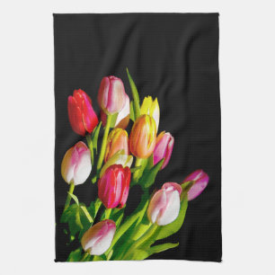 Tulip Painting - Original Flower Art Tea Towel