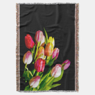 Tulip Painting - Original Flower Art Throw Blanket