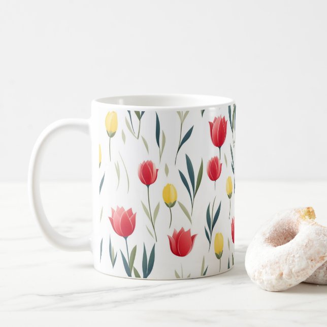 Tulip pattern coffee mug (With Donut)