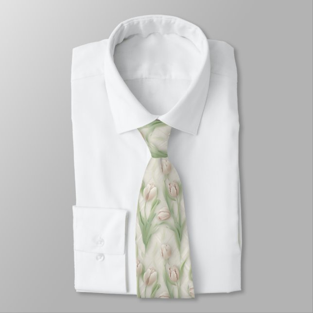 Tulip Pattern - Elegant Floral Design Tie (Tied)