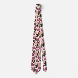 Tulip Pattern Father Groom Wildflower Wedding Tie