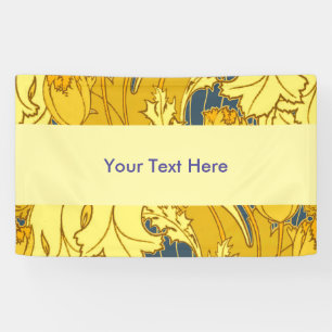 Tulip Pattern Print: Yellow Blue Art Nouveau Banner