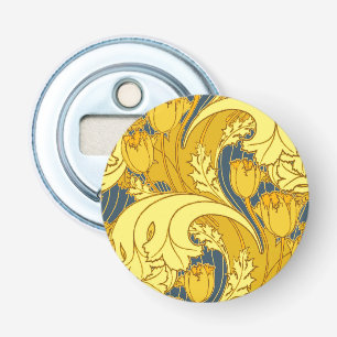 Tulip Pattern Print: Yellow Blue Art Nouveau Bottle Opener