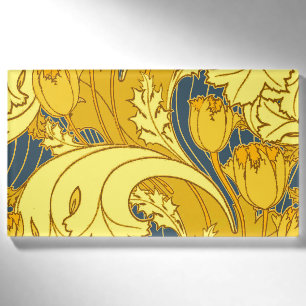 Tulip Pattern Print: Yellow Blue Art Nouveau Name Tag