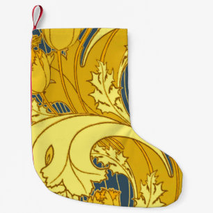Tulip Pattern Print: Yellow Blue Art Nouveau Small Christmas Stocking